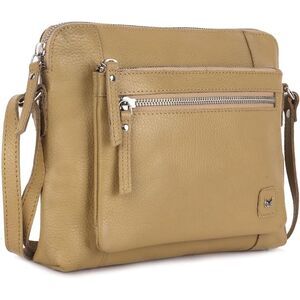 Women Khaki Green Imported Leather Polyester Soft Pebbled Crossbody Shoulder Bag